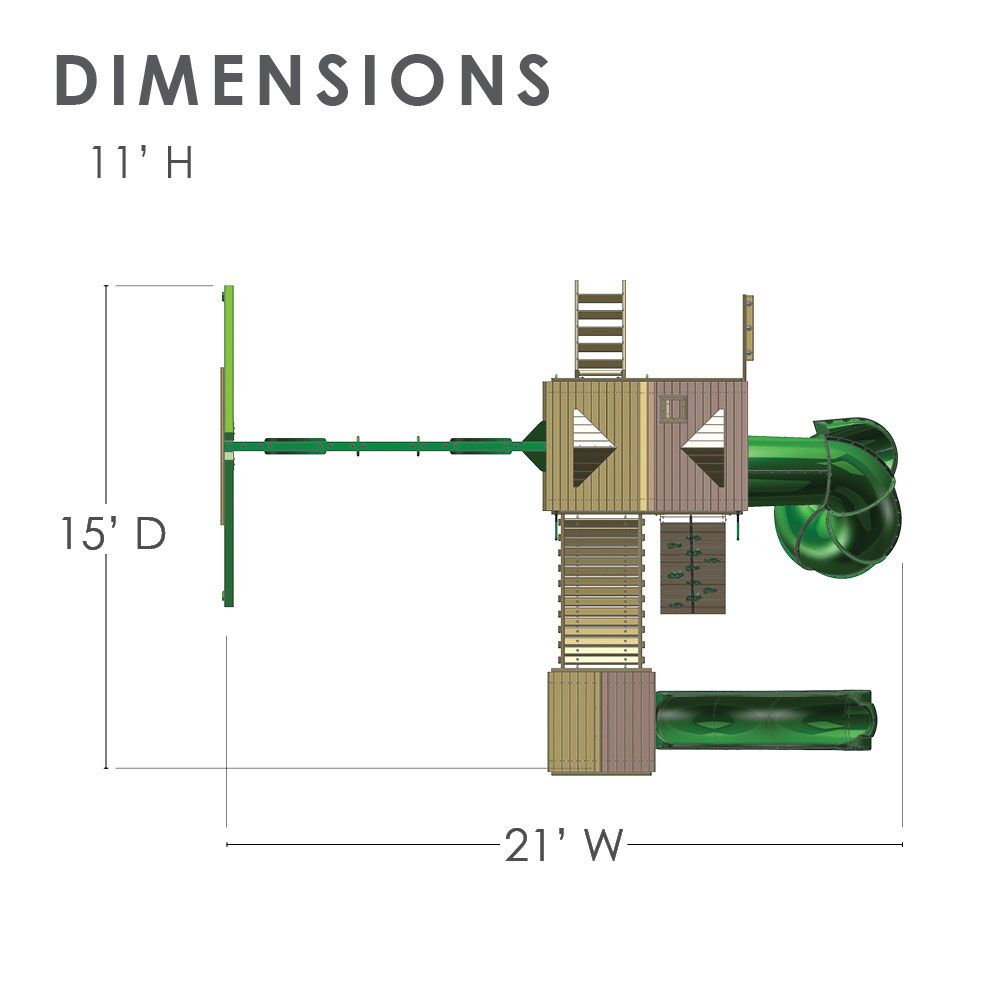 Armadillo with Connecting Bridge and Tower, Tube Slide with Upper Cabin Wood Roof - Image 2