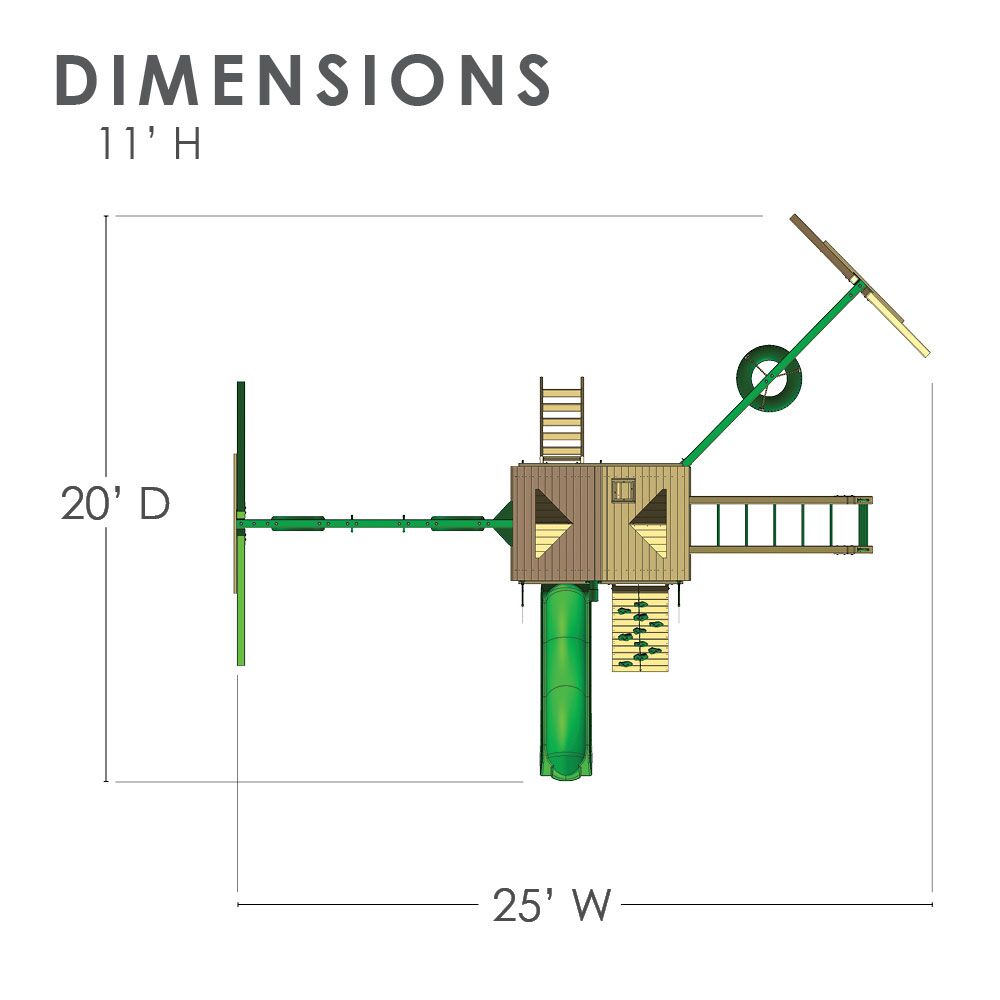 Tundra with Monkey Bars, Tire Swing, Upper Cabin, and Wood Roof - Image 2