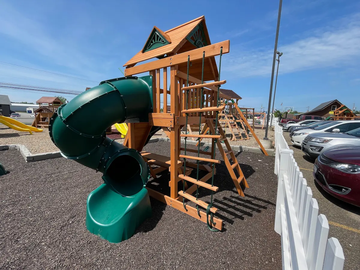 swing set with tube slide