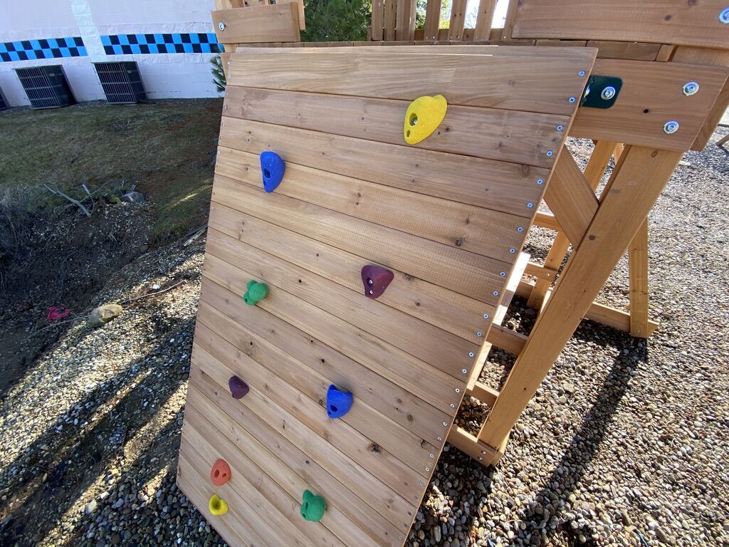 affordable swing set with rock climbers