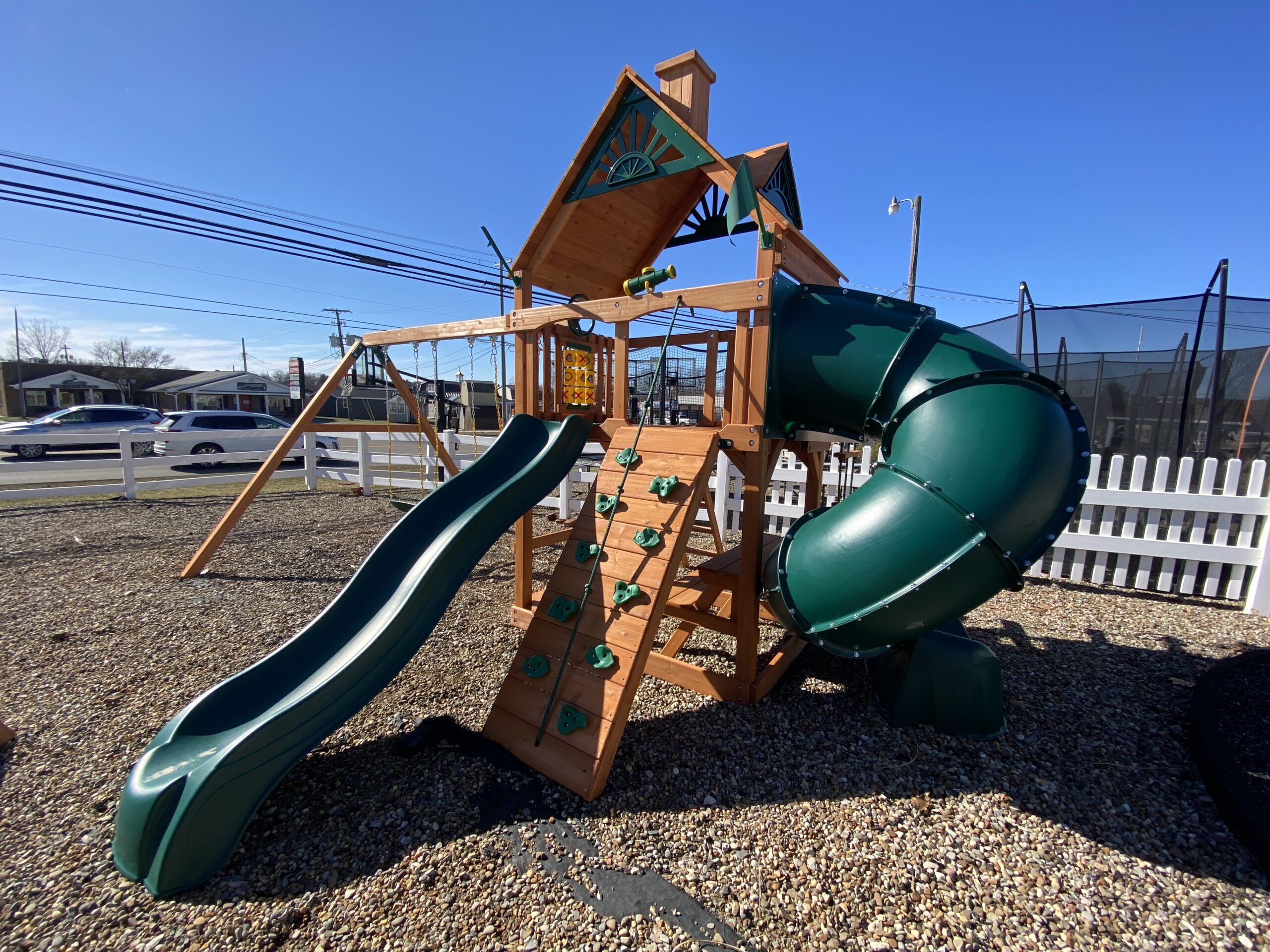 swing sets with spiral slides