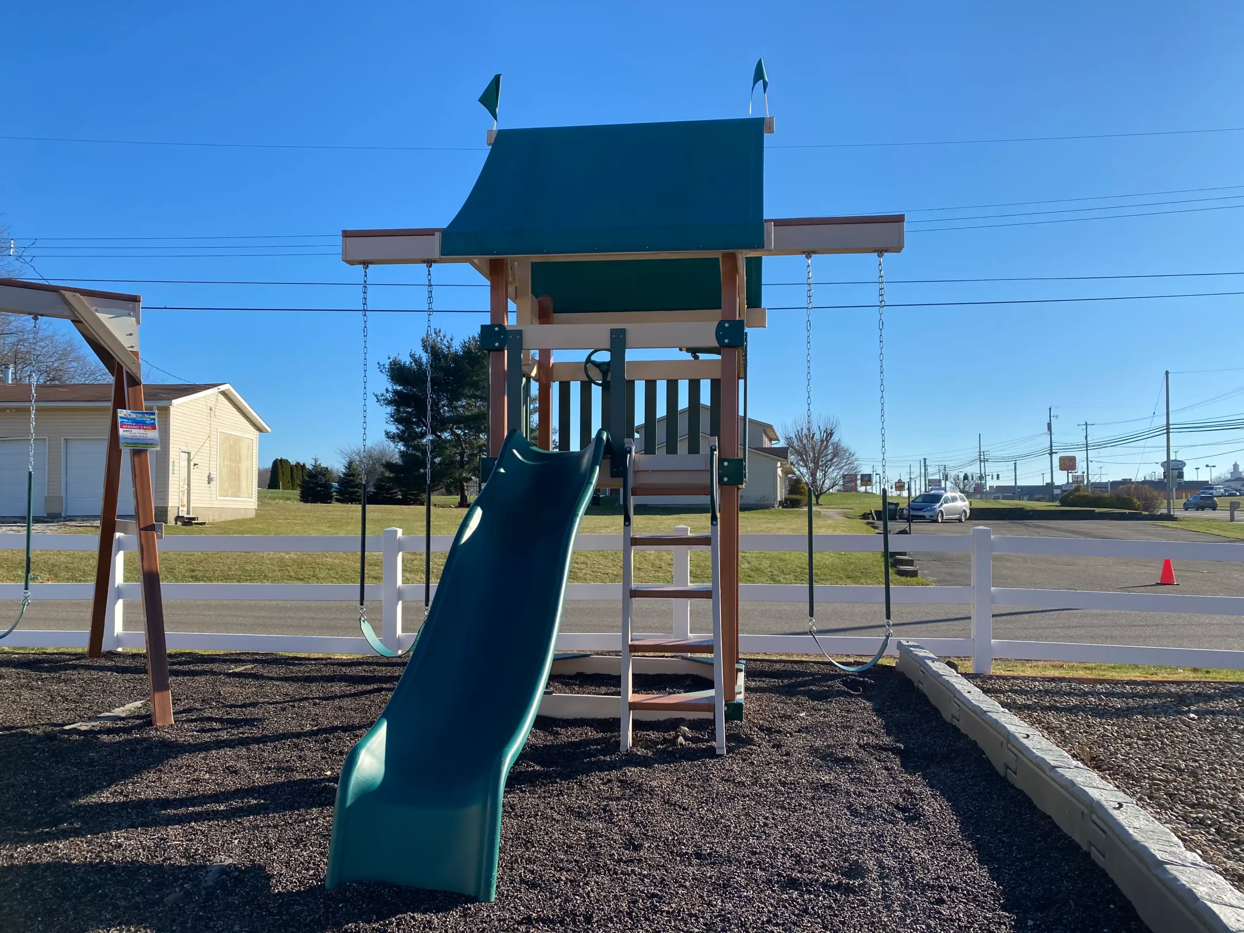 Small wooden swing set with slide kids world play systems