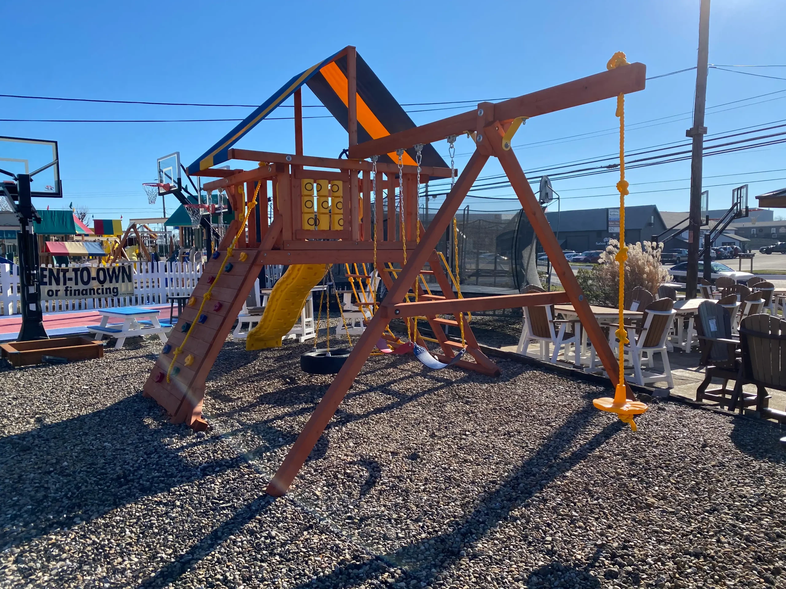 wooden slide swing set kids world play systems