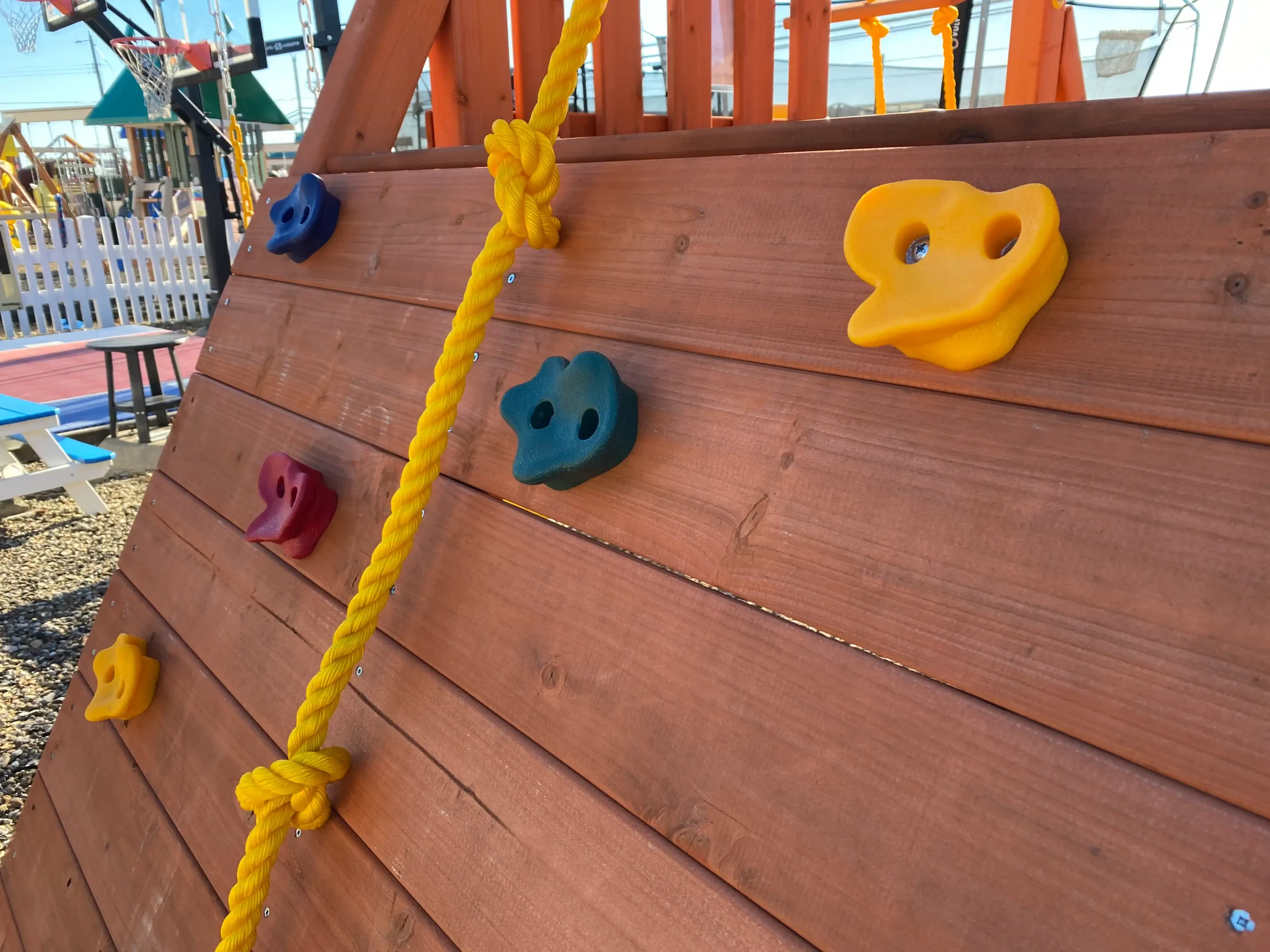wooden swing and slide set kids world play systems 1