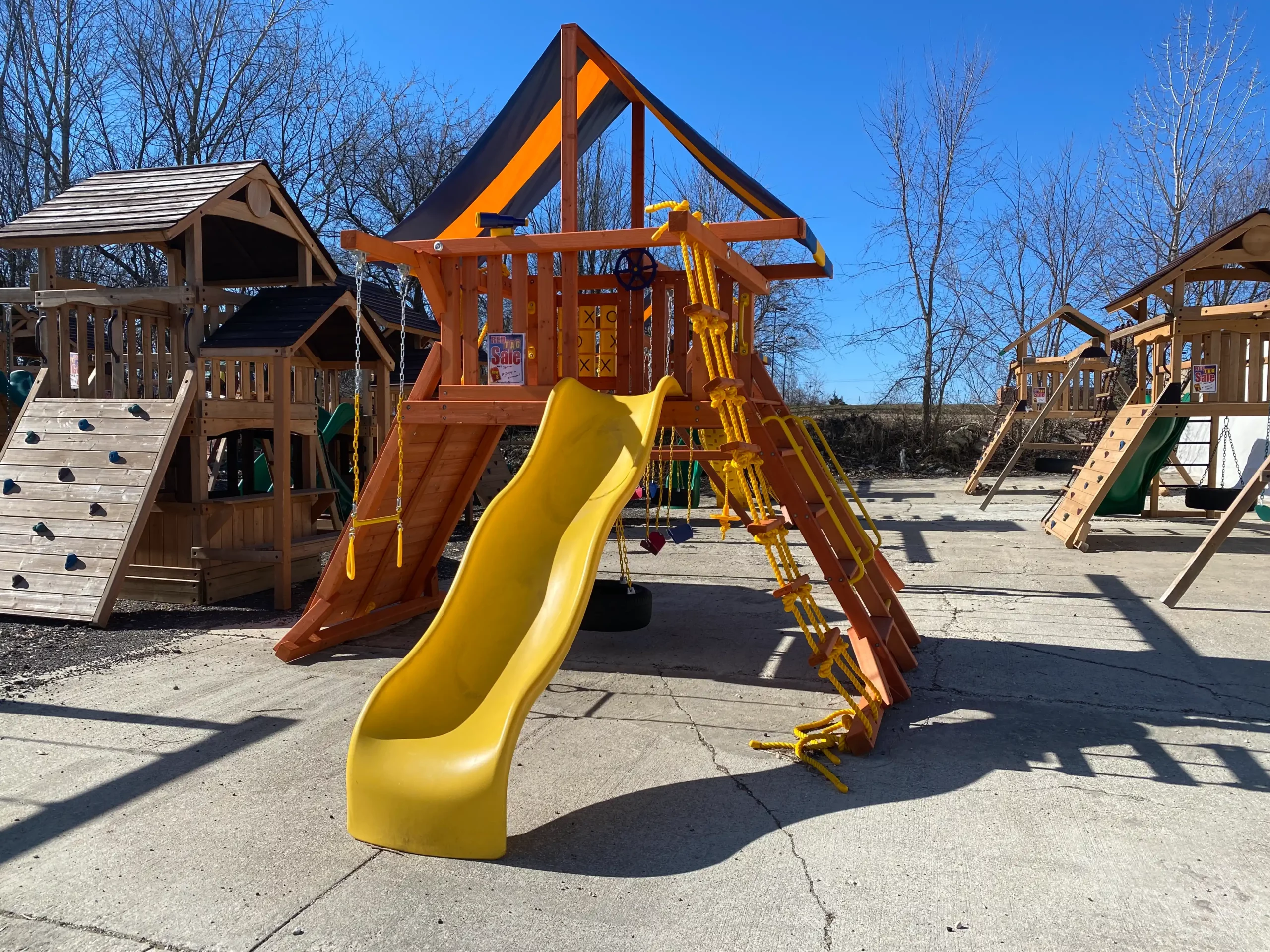 wooden swing sets on sale kids world play systems